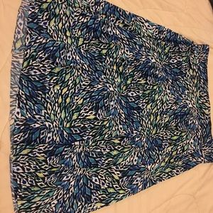 Multi colored soft pleat skirt- blues and greens